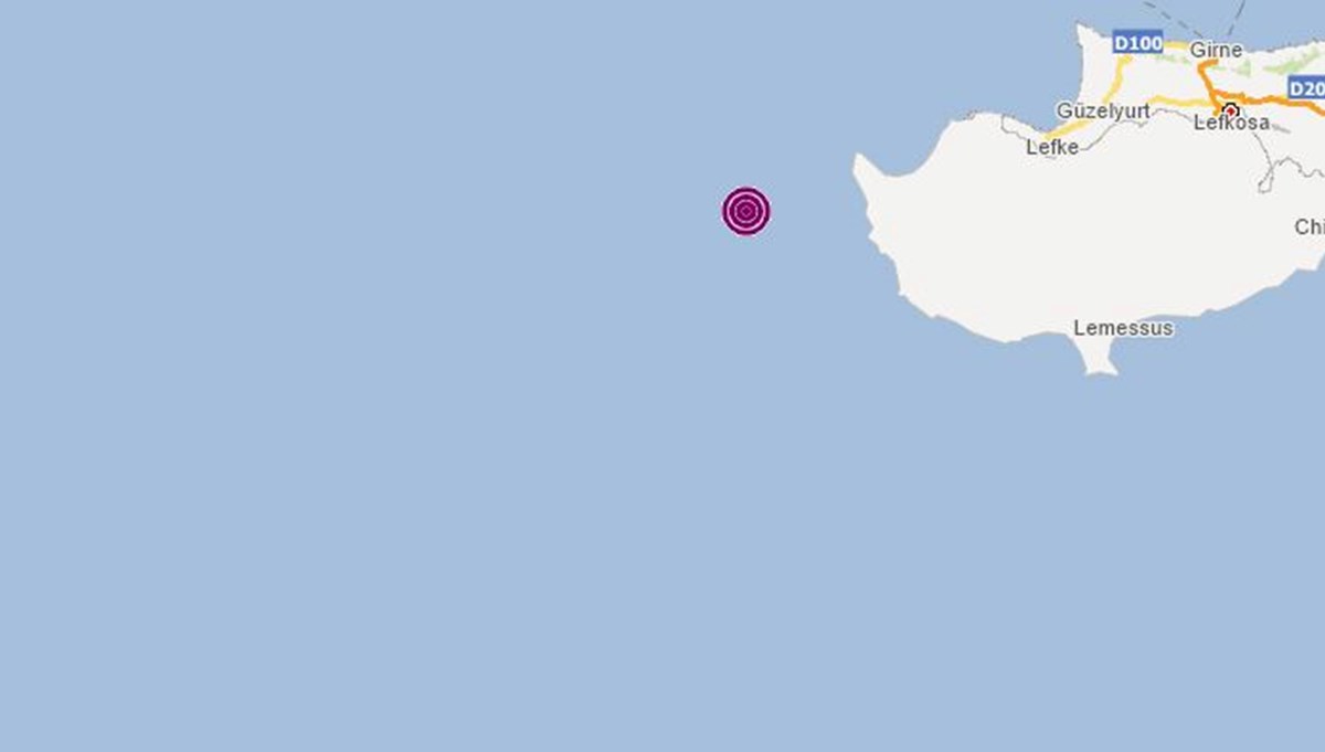 Akdeniz’de Kıbrıs Adası açıklarında 5,1 büyüklüğünde deprem