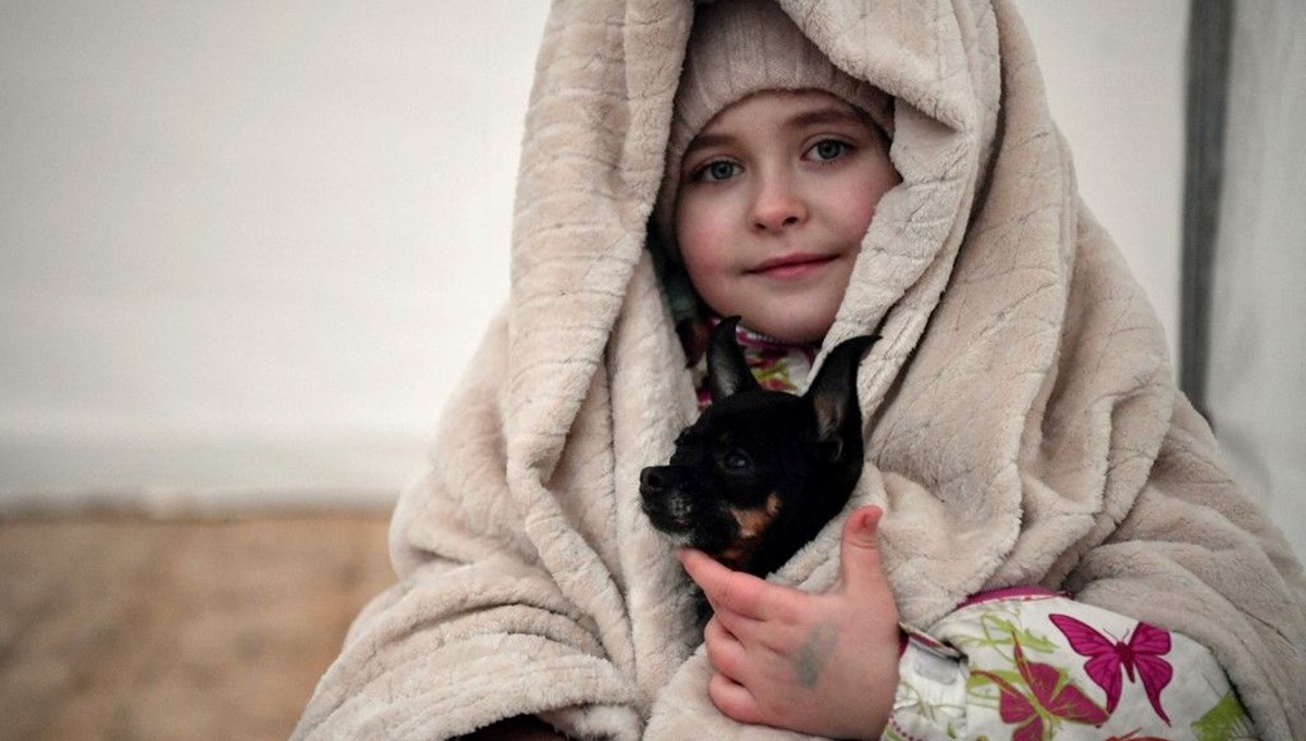 Ukraynalılar can dostlarını da mülteci kamplarına götürdü